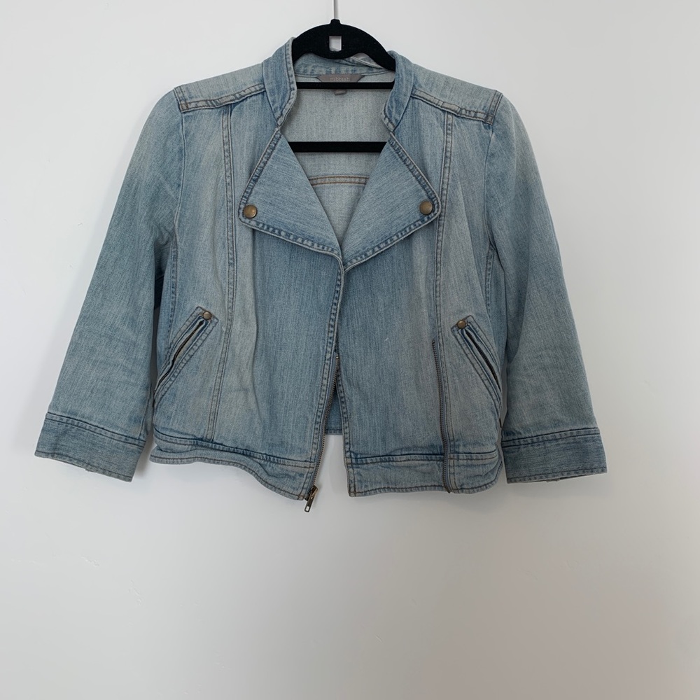 Nordstrom Rubbish Cropped Denim Moto Jacket